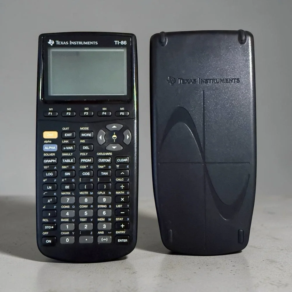 Texas Instruments Ti-86 Graphing Calculator Black W/ Cover Tested Works